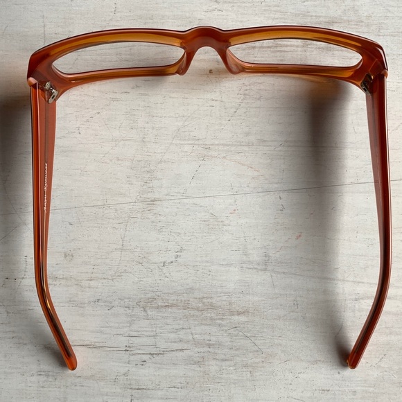 💥4/$16 SALE💥BOLD 1990’s Beatnik Rectangular Eyeglasses Chinese Orange - Picture 3 of 8